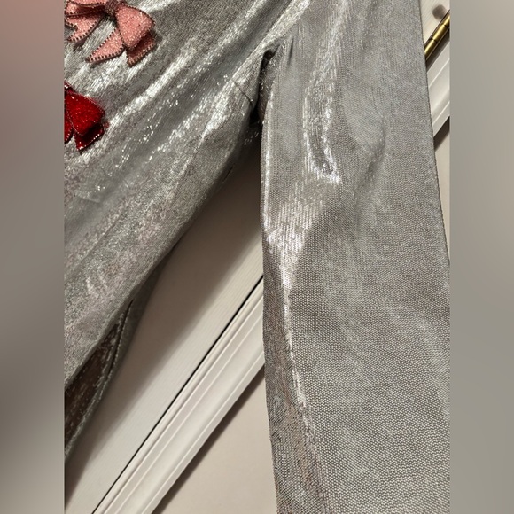 QUEEN OF SPARKLES Silver Mini Dress with Colorful Bows size XL - Picture 8 of 10